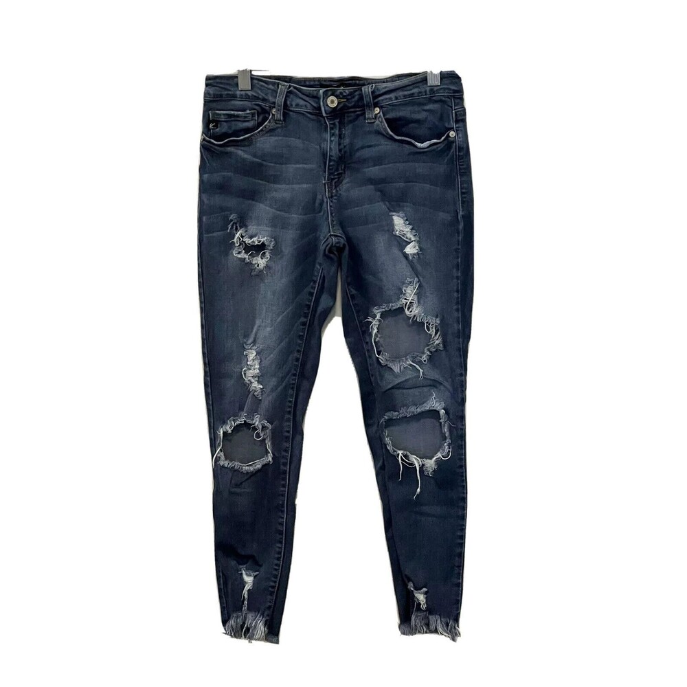 KanCan Low Rise Destroyed Distressed Skinny Jeans Sz W9/28 Med Wash Blue Jeans